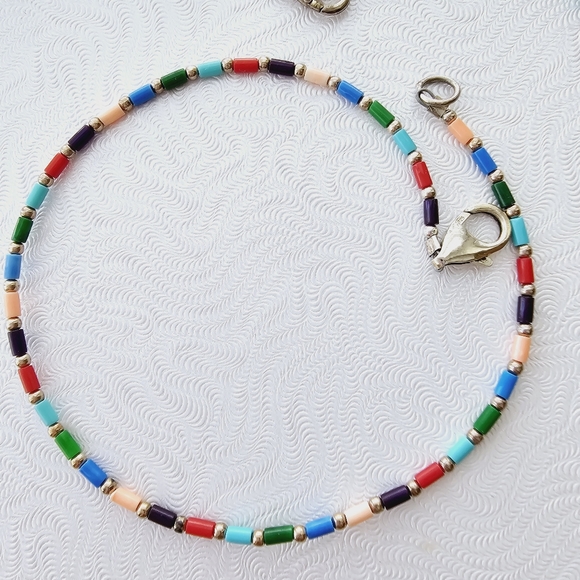 Silpada Sterling Silver MultiColor Bead Necklace Anklet Set - Picture 2 of 8